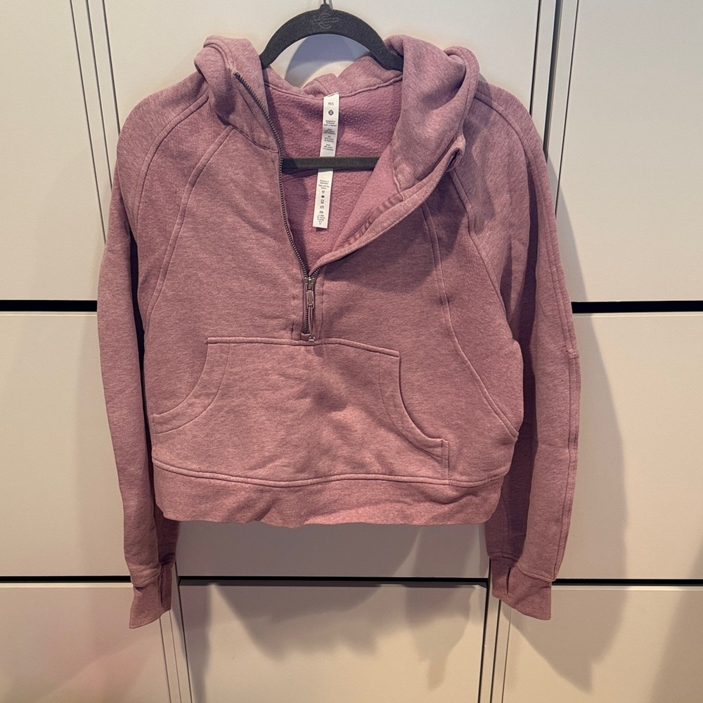 Lululemon Athletica mauve scuba oversized half-zip hoodie crop